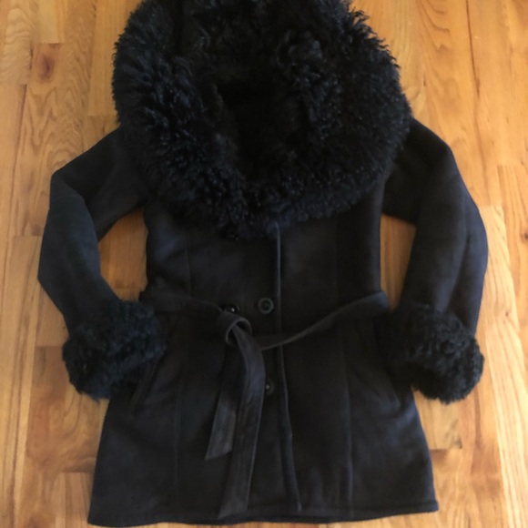 Black Shearling Coat - Picture 4 of 12